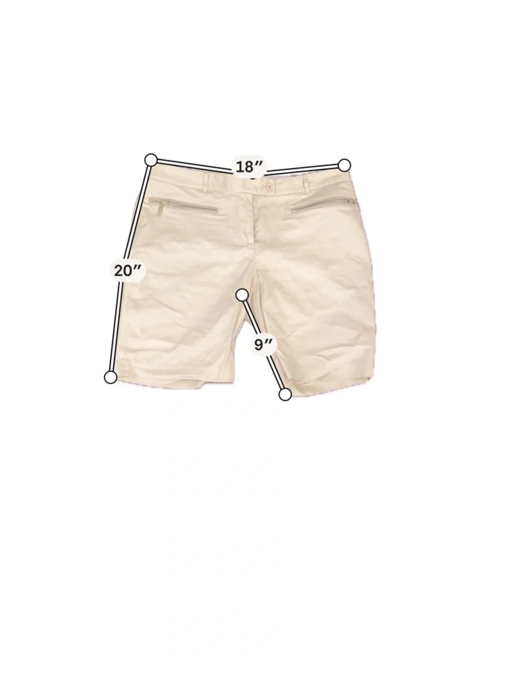 Michael Kors Beige High-Rise Tailored Bermuda Shorts with Gold Zippers